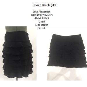 LuLu Alexander Ruffled Lined Black Skirt
